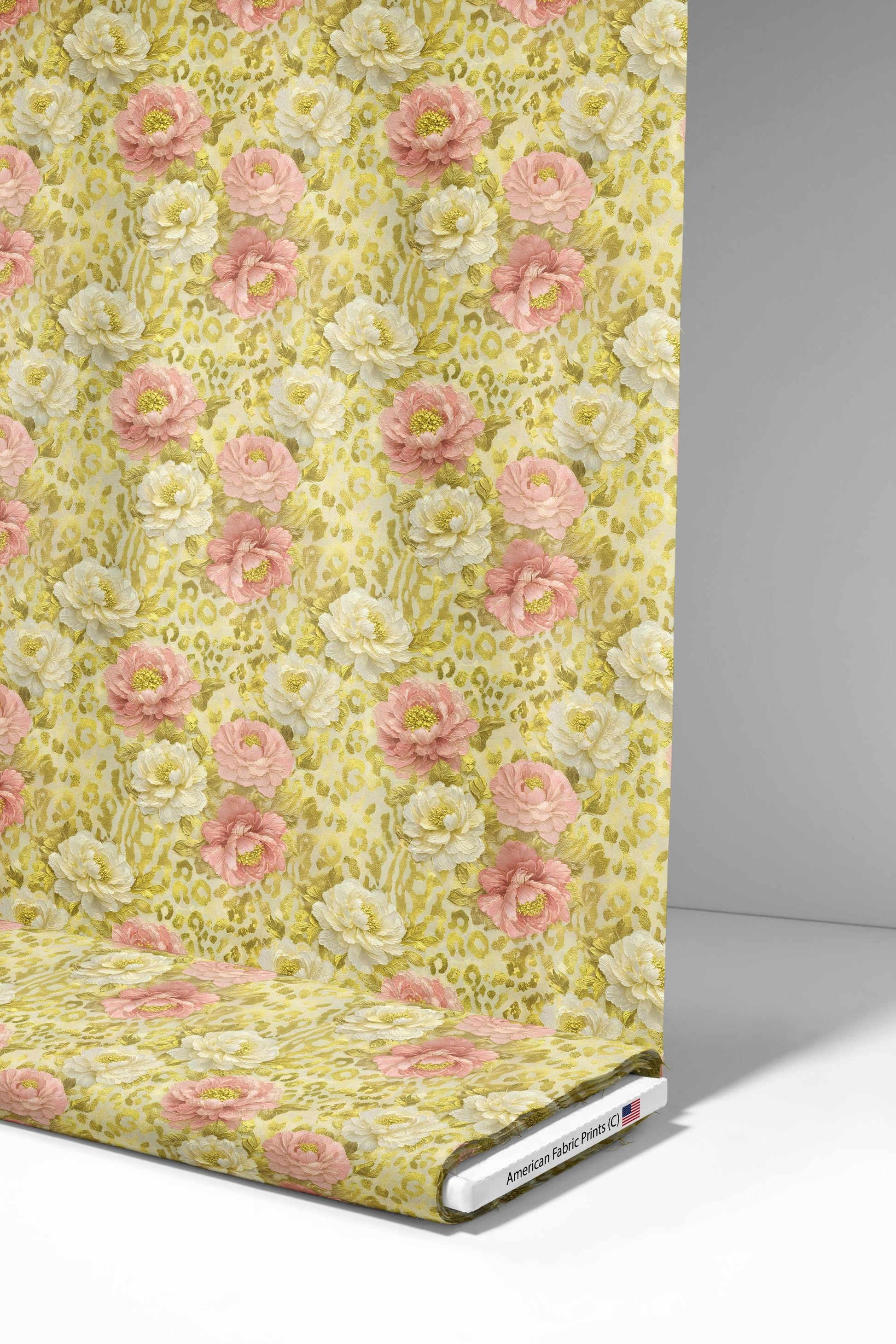 Gold Leopard Floral Fabric - Shop now at American Fabric Prints