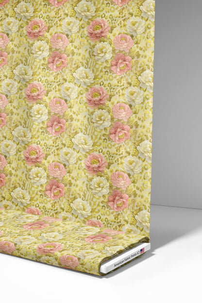 Gold Leopard Floral Fabric - Shop now at American Fabric Prints
