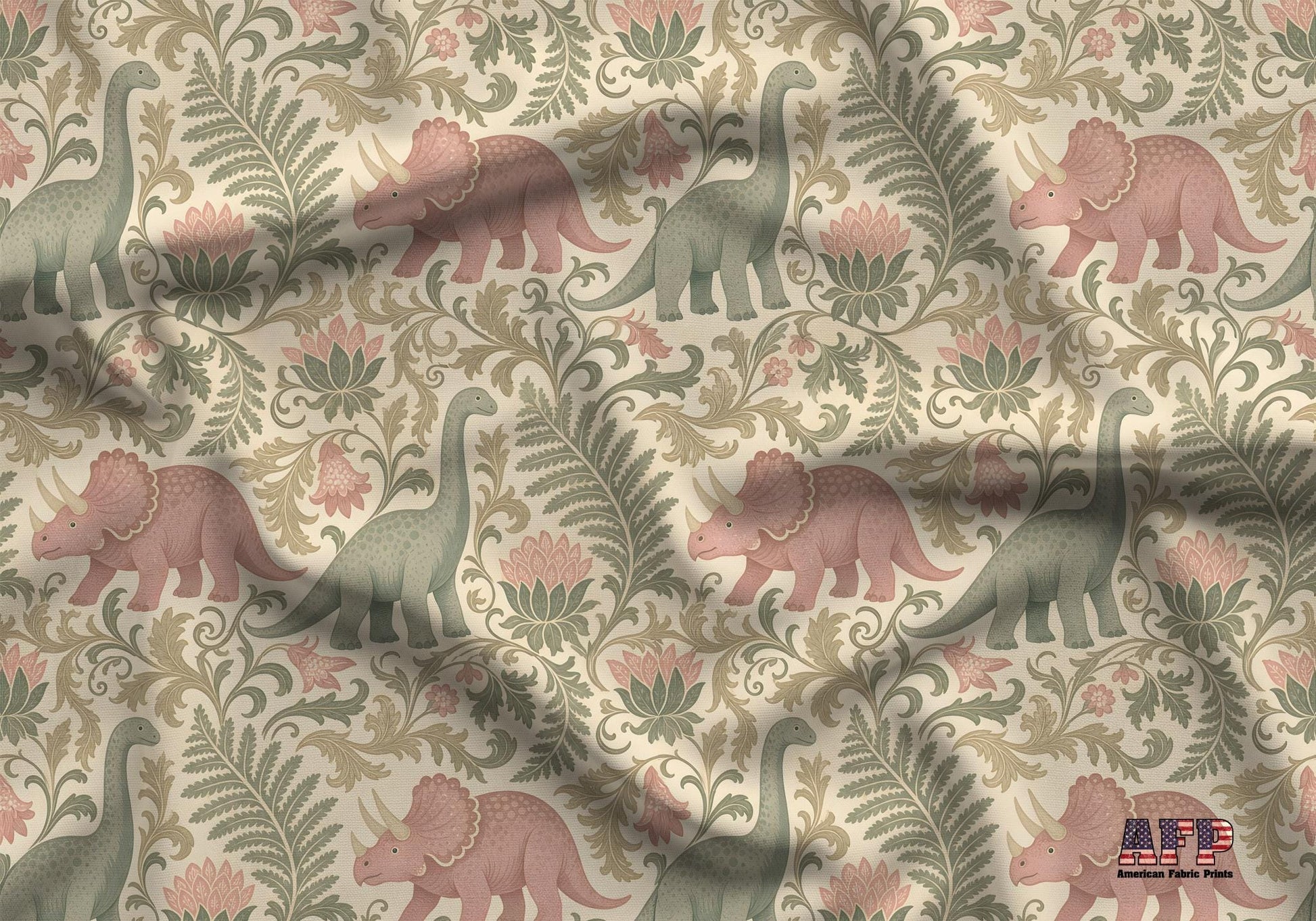 Vintage Pink Dinosaurs Fabric - Shop now at American Fabric Prints