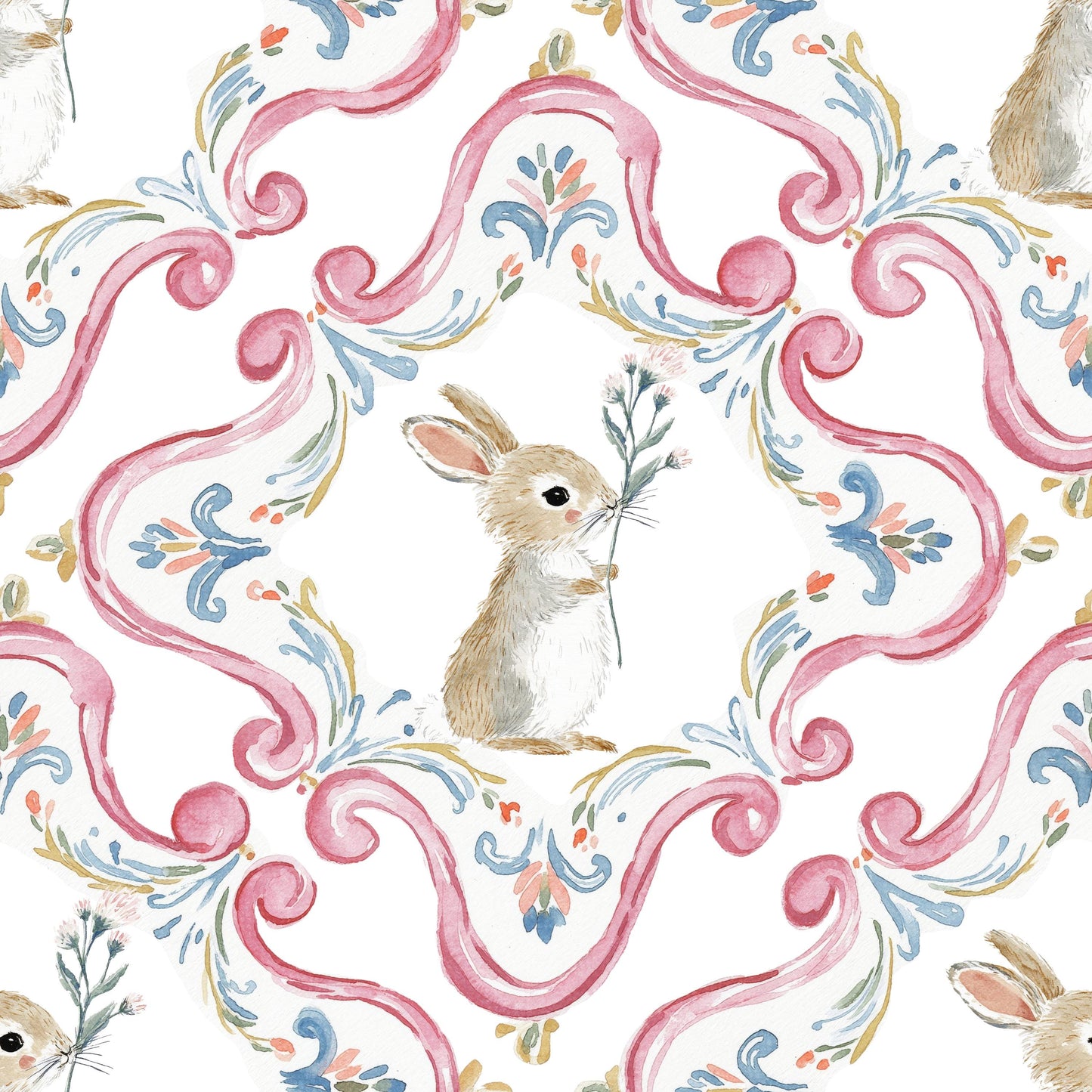 Floral Bunny Fabric - Shop now at American Fabric Prints