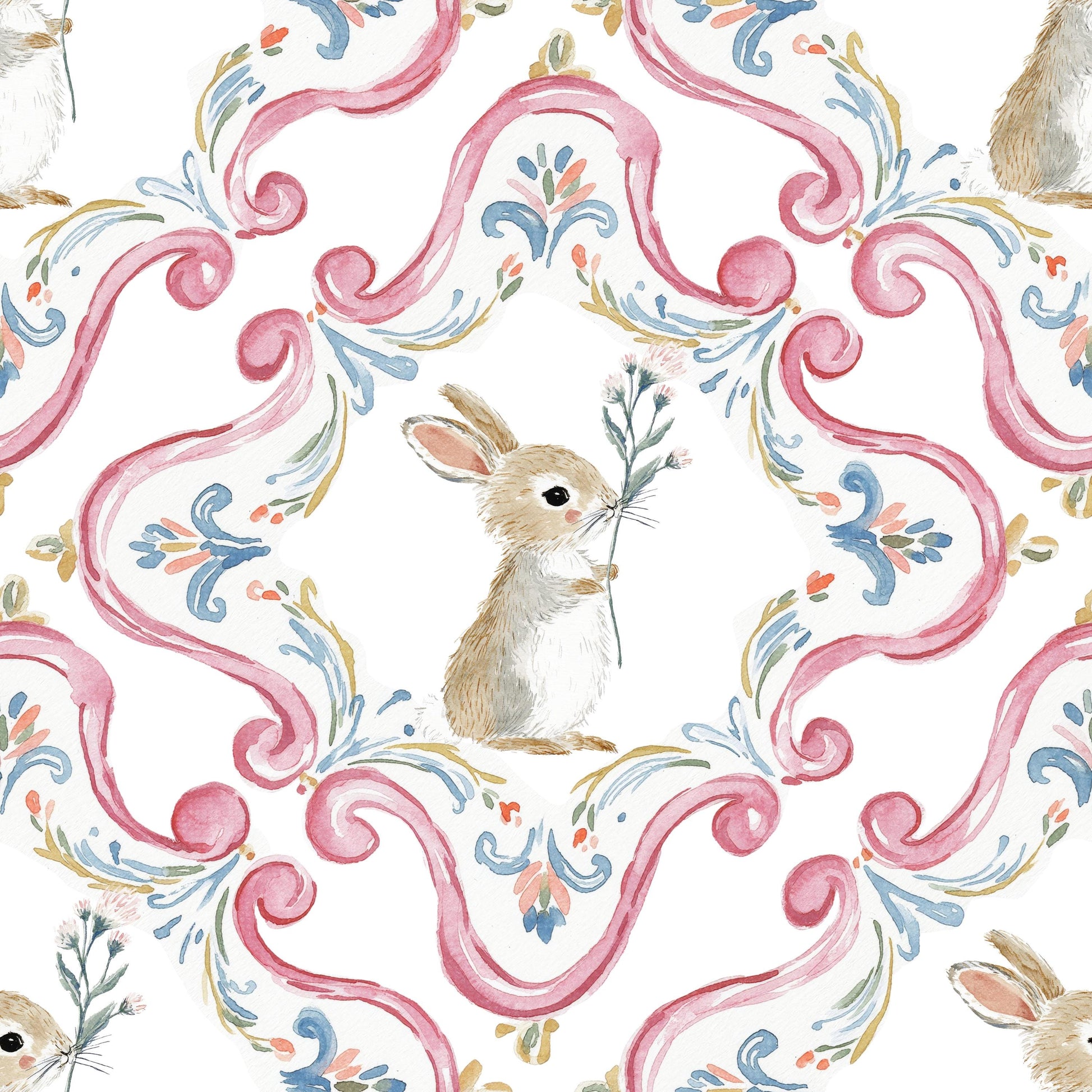 Floral Bunny Fabric - Shop now at American Fabric Prints