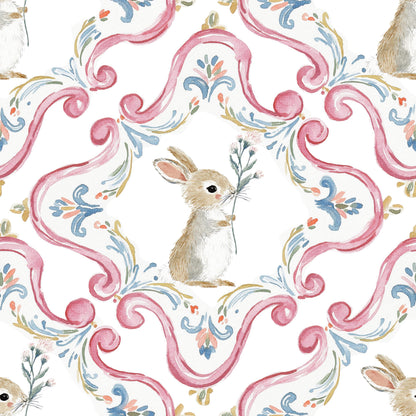 Floral Bunny Fabric - Shop now at American Fabric Prints
