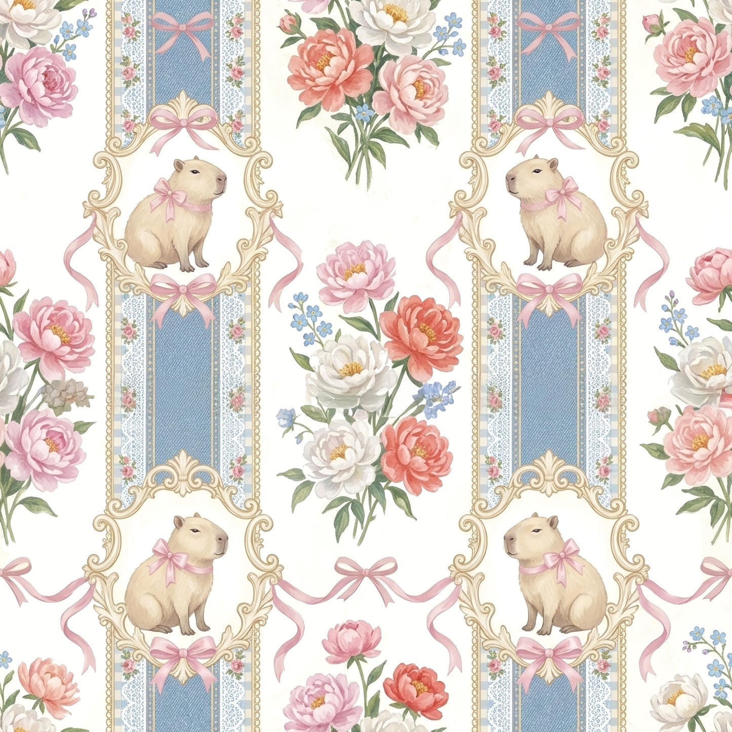 Elegant Blue Capybara Fabric - Shop now at American Fabric Prints