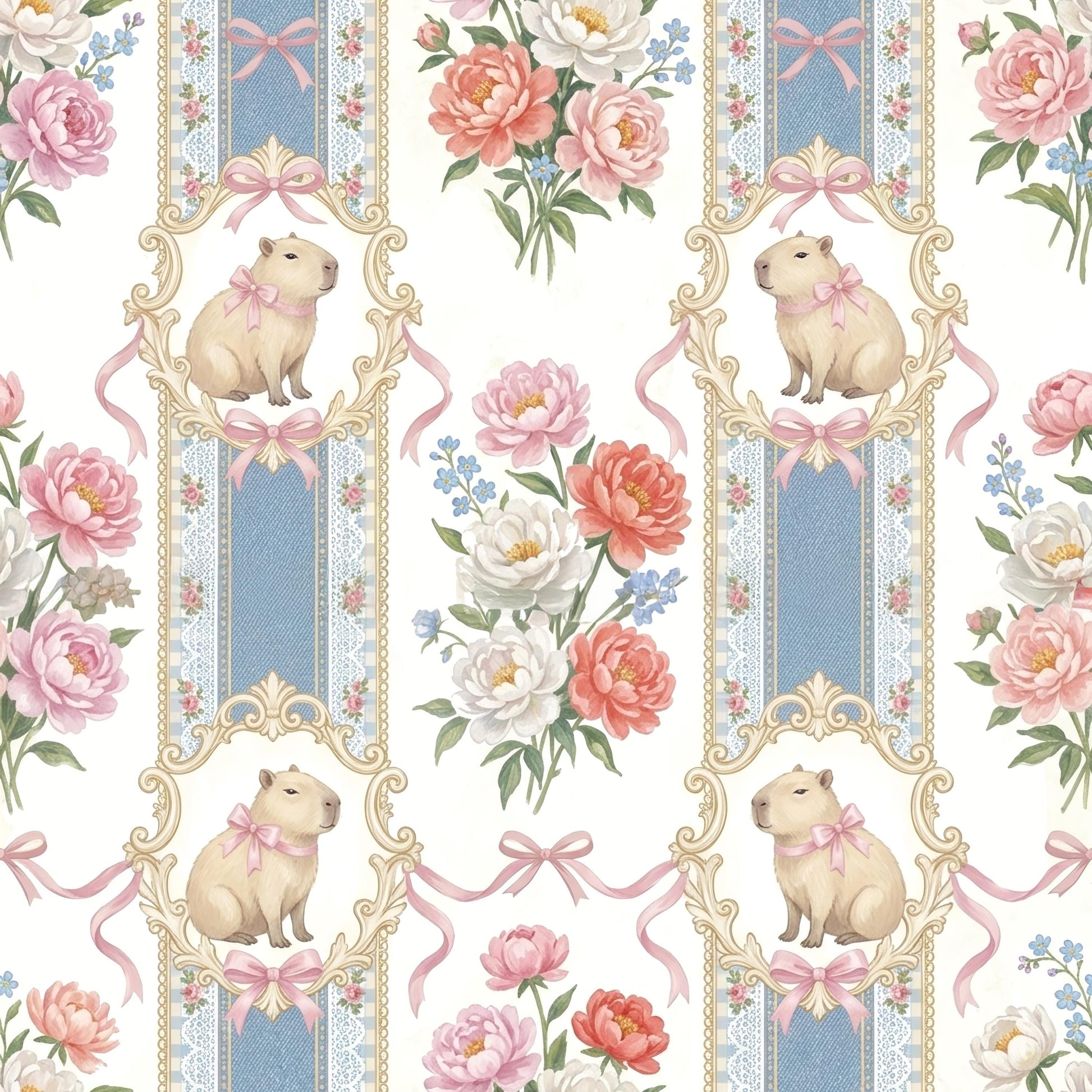 Elegant Blue Capybara Fabric - Shop now at American Fabric Prints