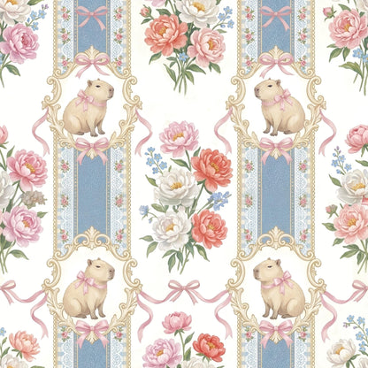 Elegant Blue Capybara Fabric - Shop now at American Fabric Prints