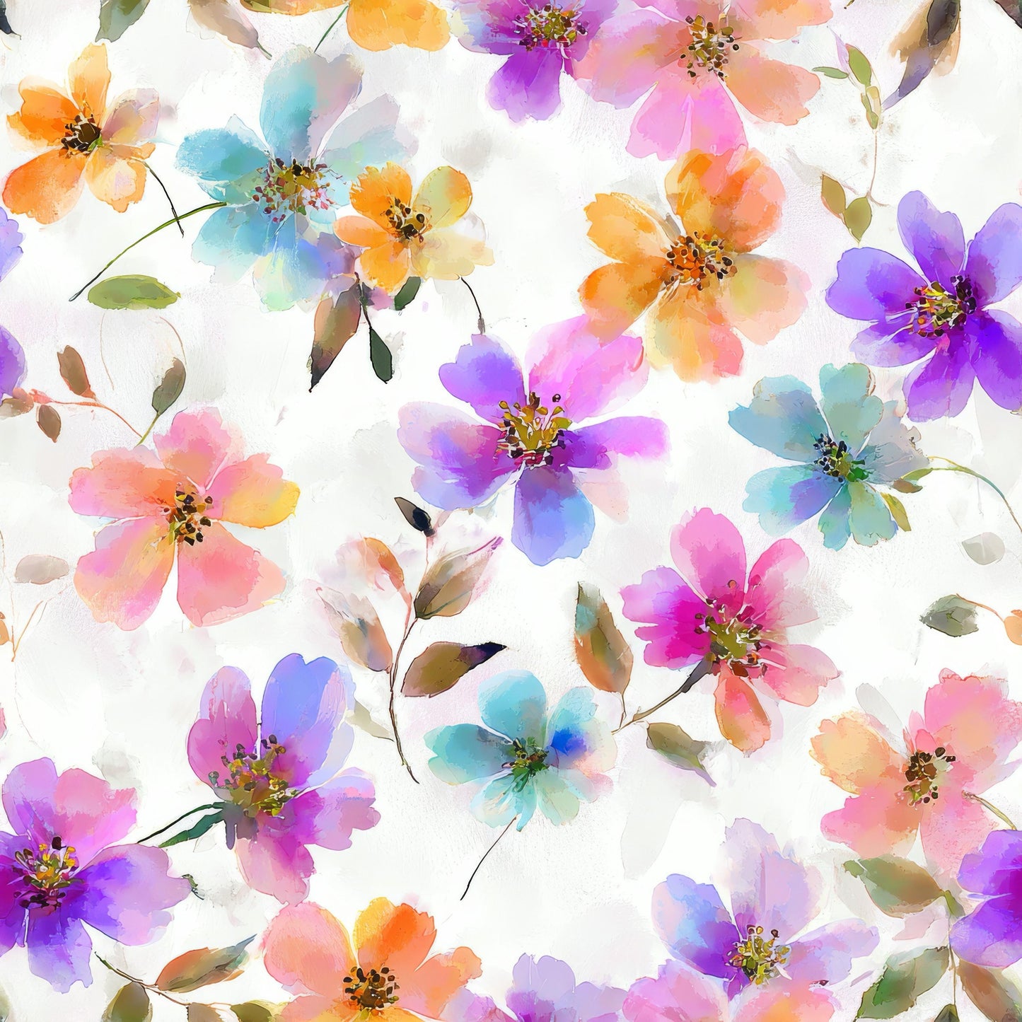 Colorful Flowers Fabric - Shop now at American Fabric Prints