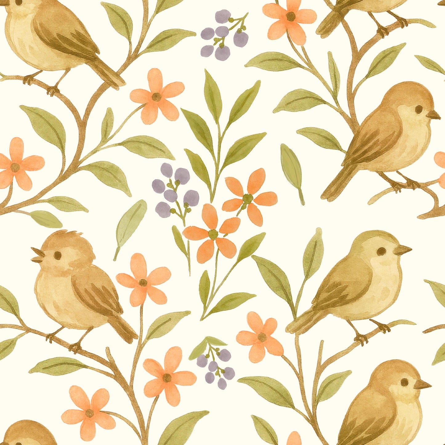 Little Birds Floral Fabric - Shop now at American Fabric Prints