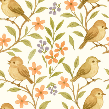 Little Birds Floral Fabric - Shop now at American Fabric Prints