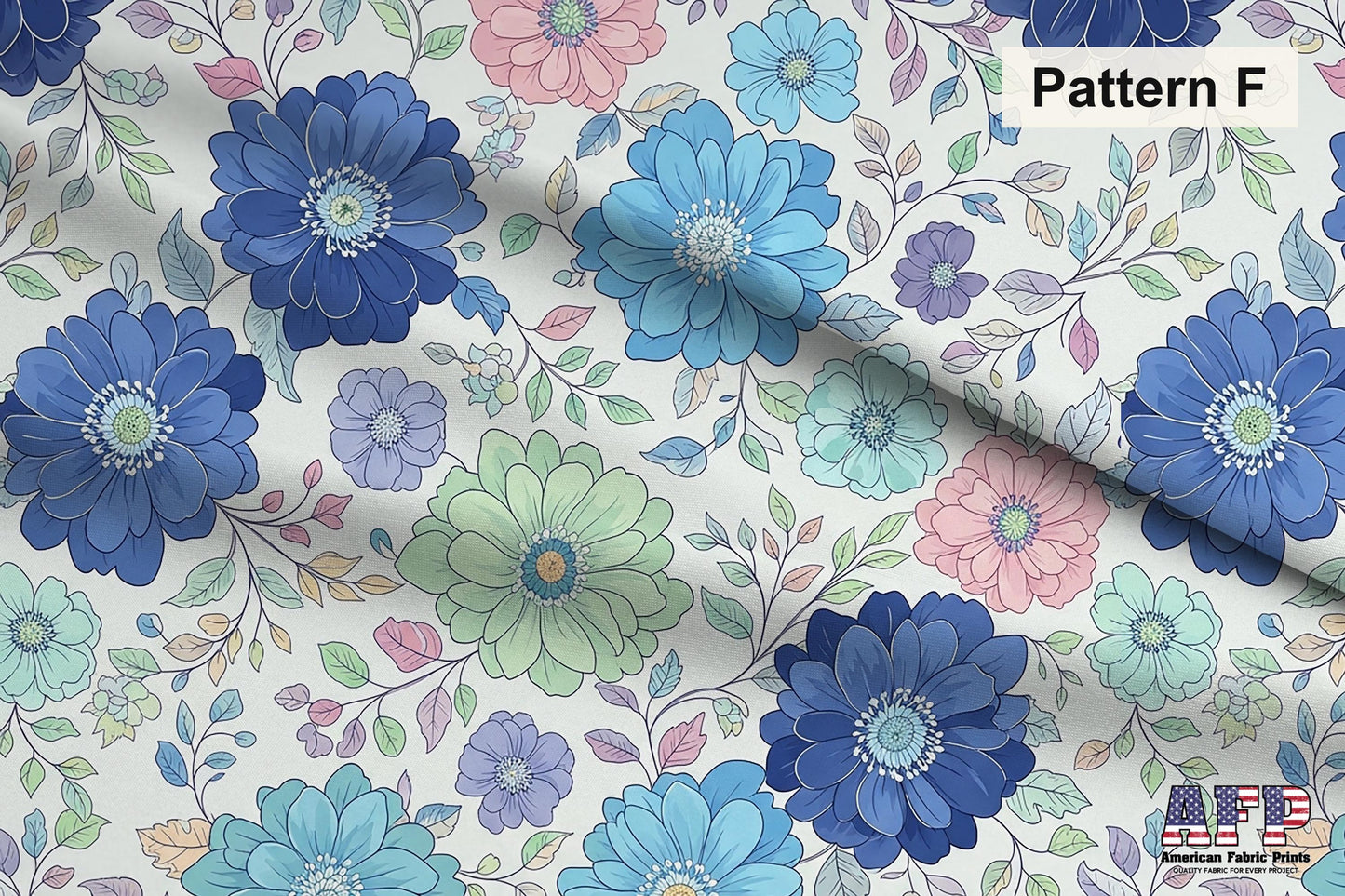 Blue Floral 1 Fabric Bundle Set - Shop now at American Fabric Prints