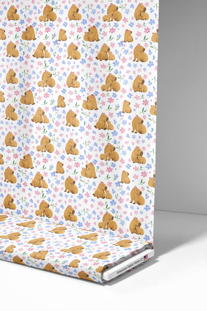 Floral Capybara Fabric - Shop now at American Fabric Prints