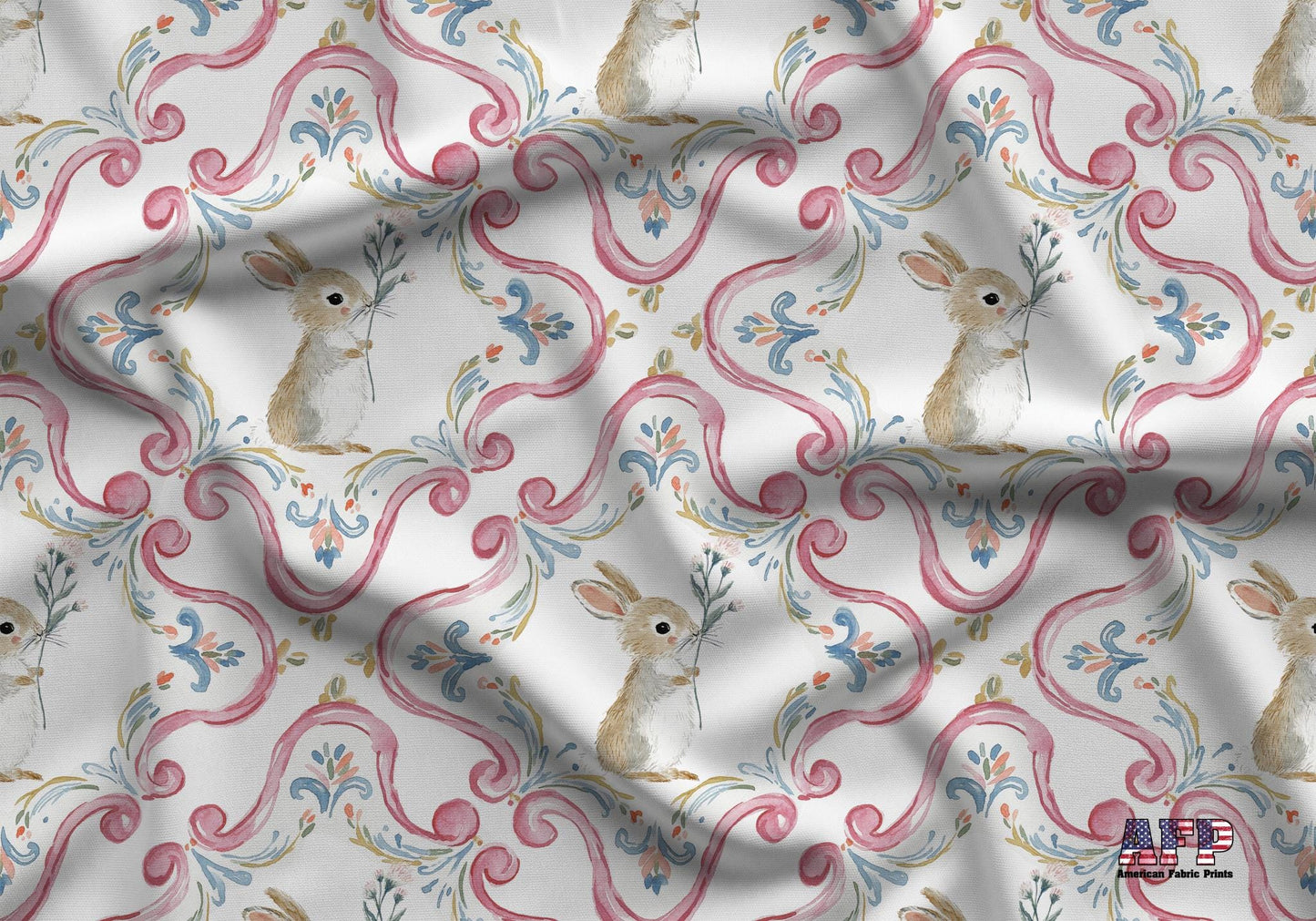 Floral Bunny Fabric - Shop now at American Fabric Prints
