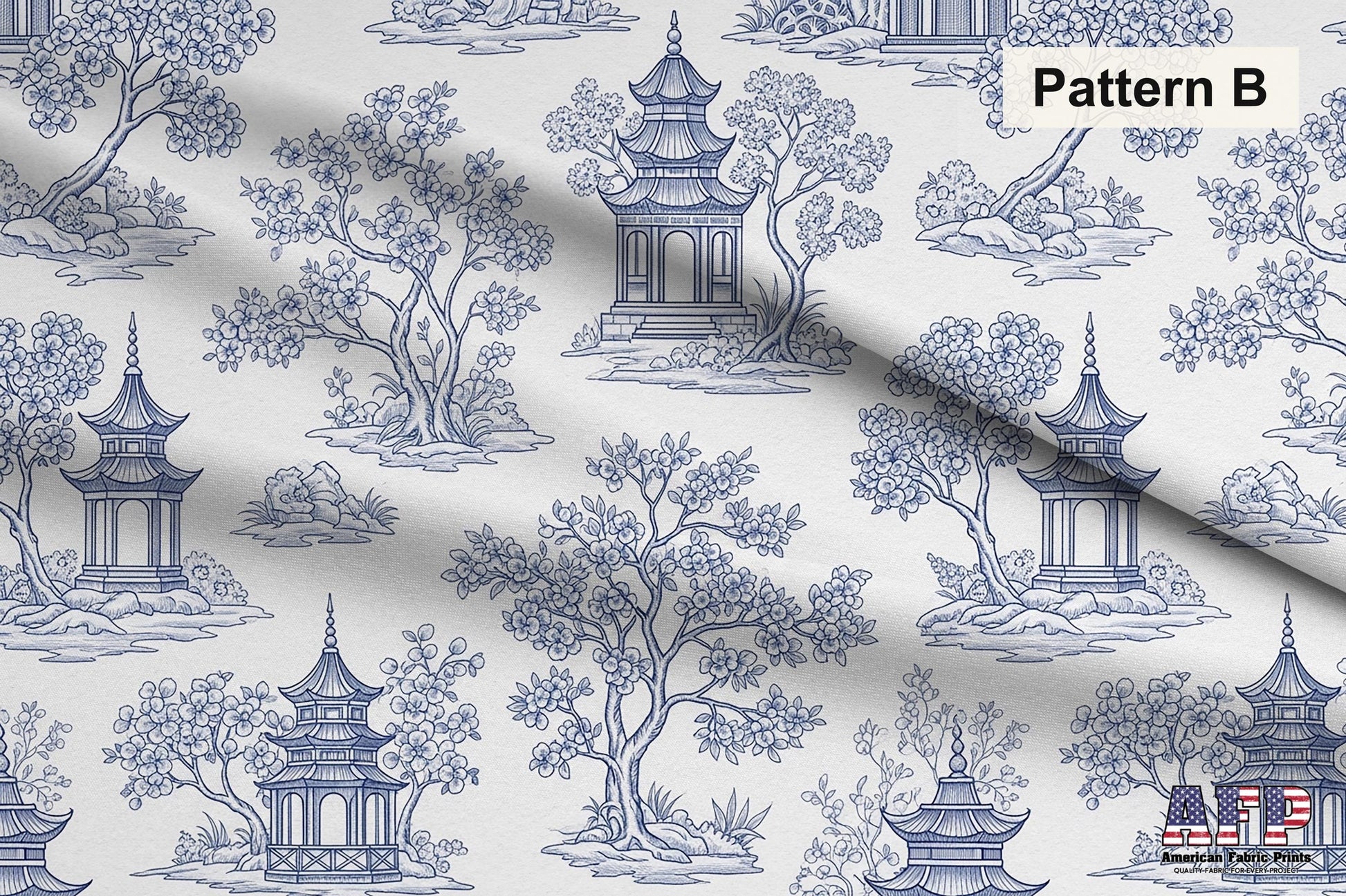 Blue French Toile 2 Fabric Bundle Set - Shop now at American Fabric Prints