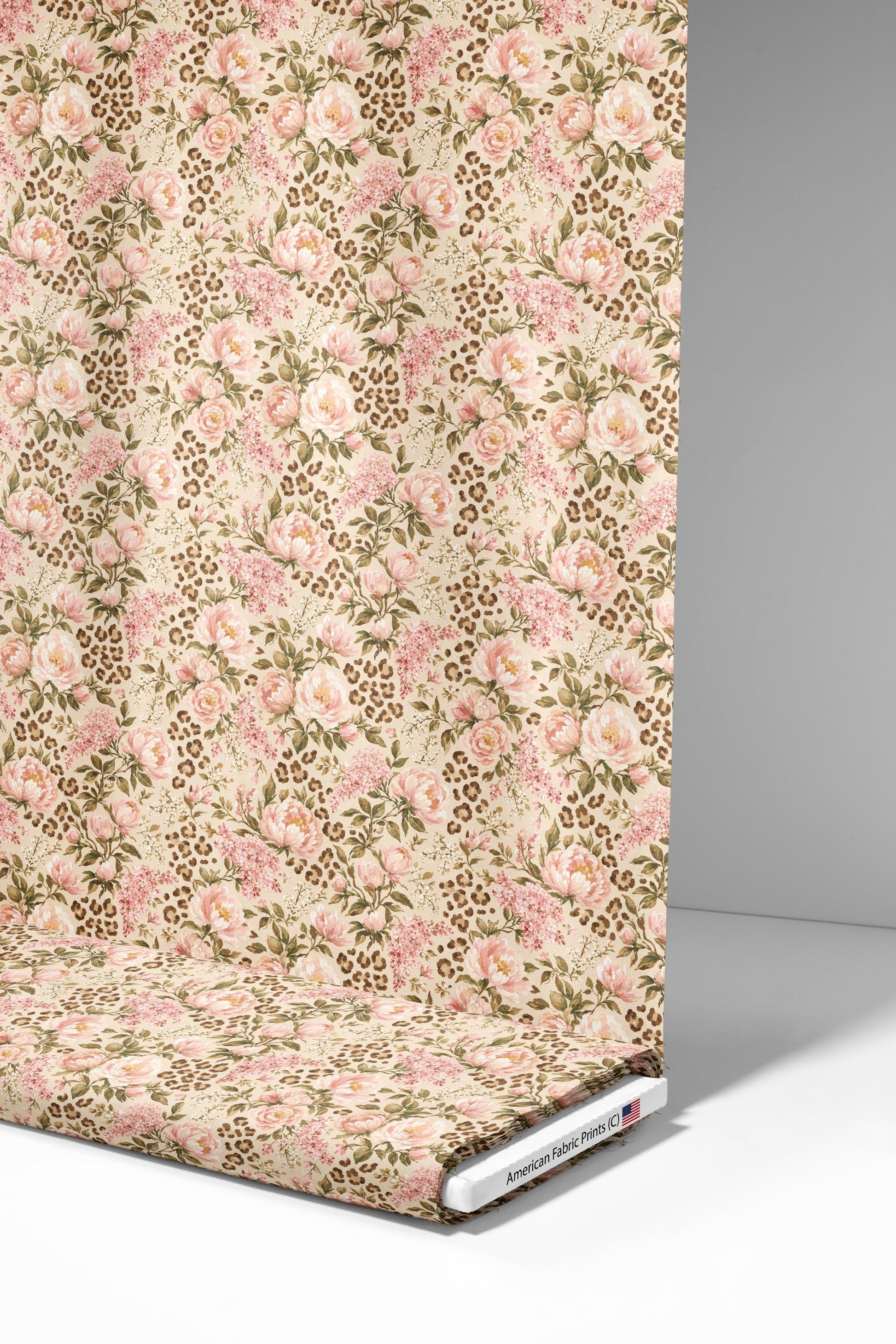 Blush Peony Leopard Floral Fabric - Shop now at American Fabric Prints