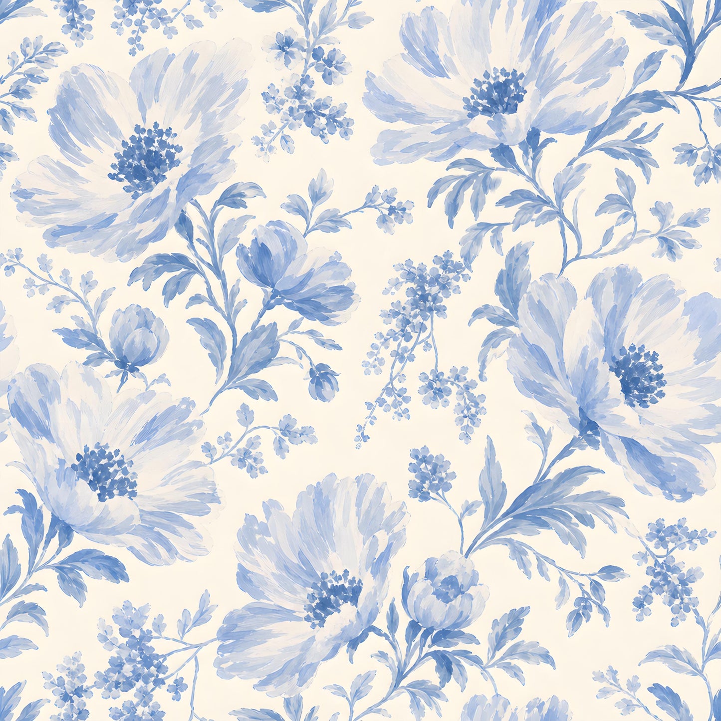 Blue Watercolor Anemone Floral Fabric - Shop now at American Fabric Prints