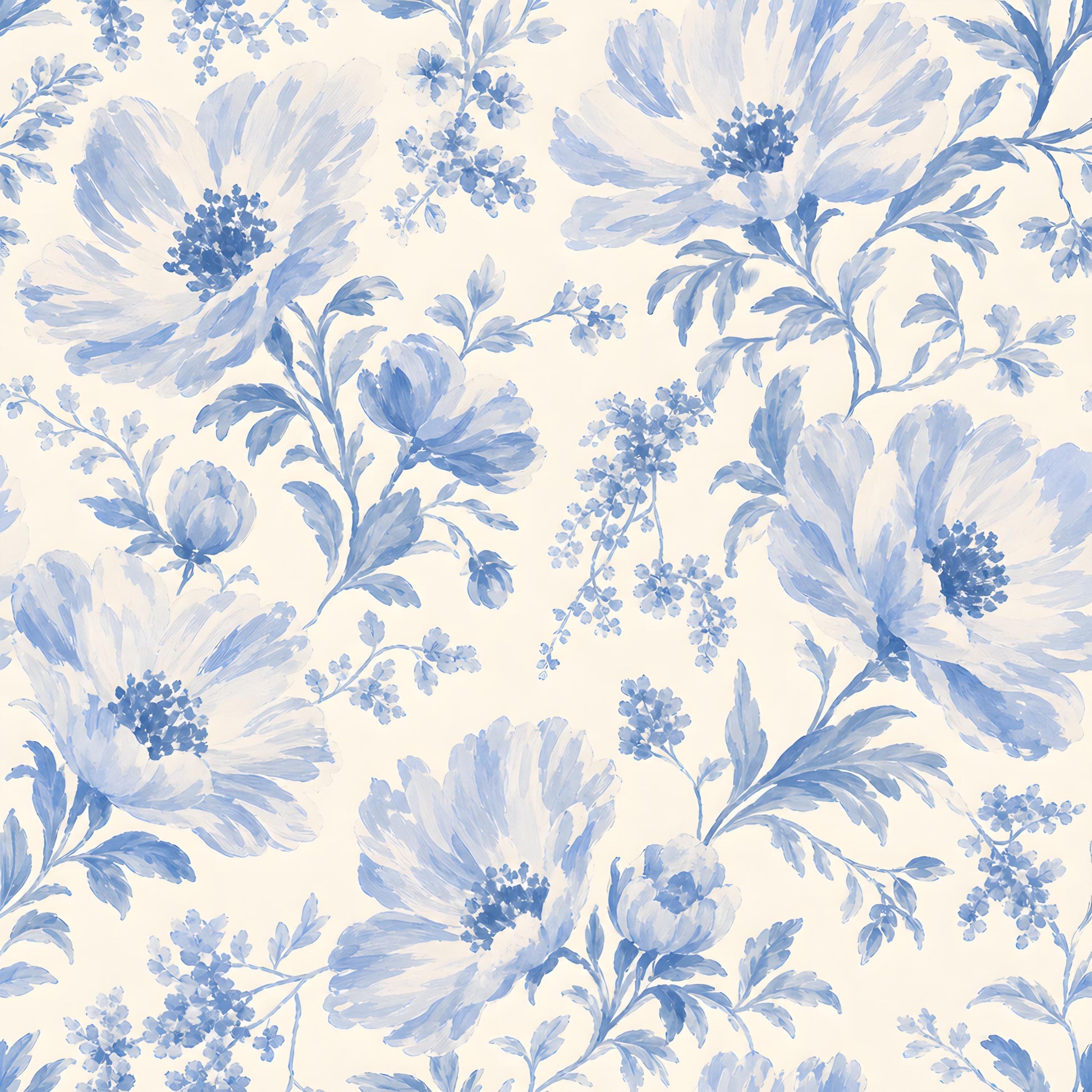 Blue Watercolor Anemone Floral Fabric - Shop now at American Fabric Prints