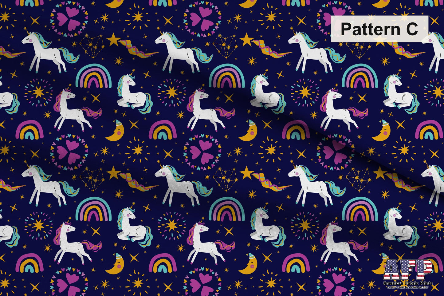 Whimsical Unicorn Fabric Bundles. Choose Your Patterns. Pattern C. Shop now at American Fabric Prints.