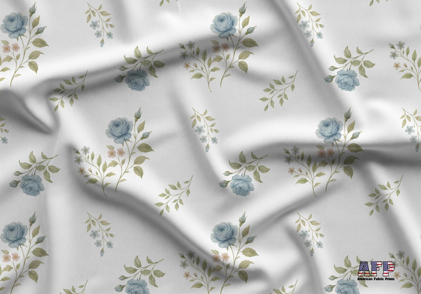 Petite Blue Rose Fabric - Shop now at American Fabric Prints