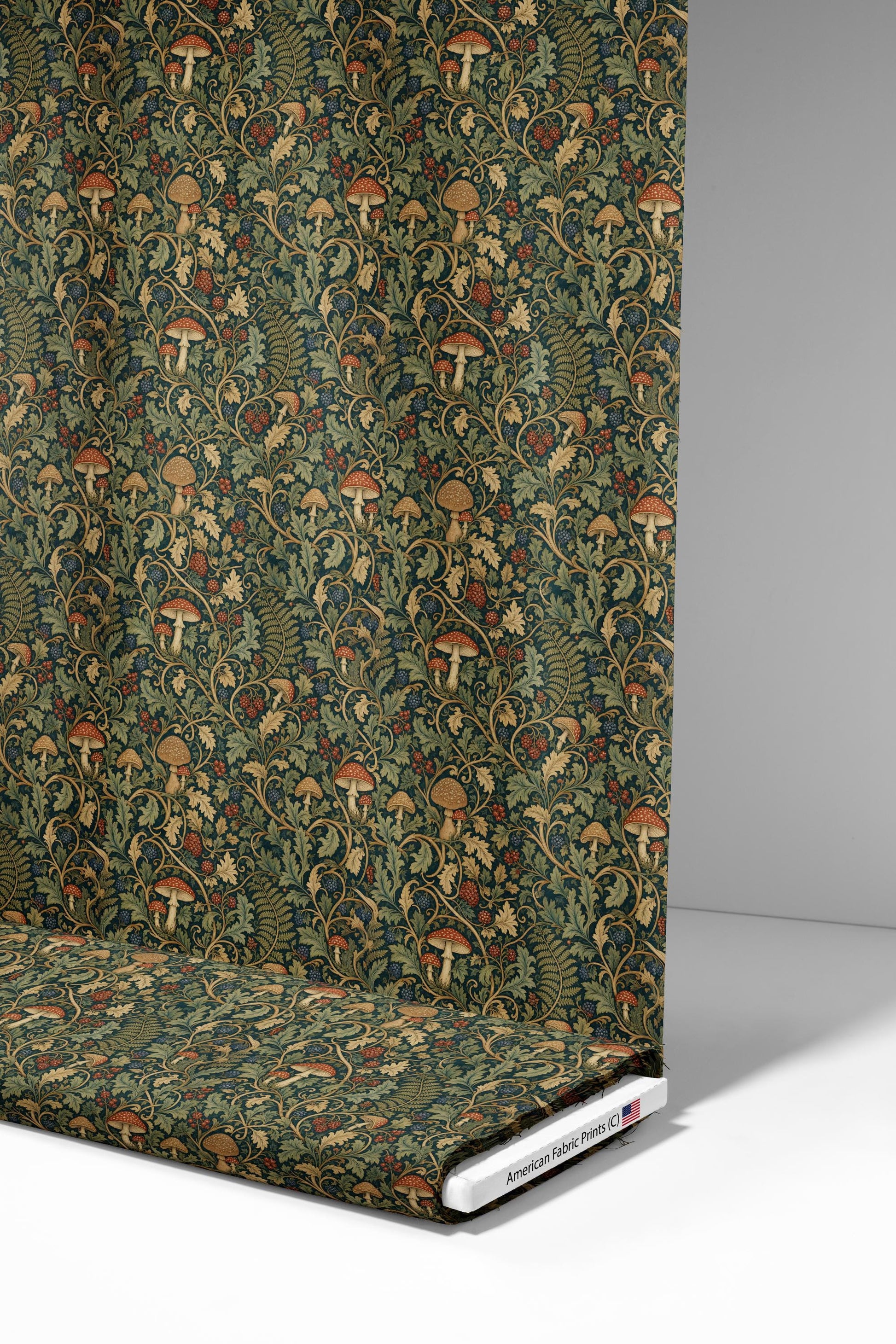 Victorian Mushrooms and Berries Fabric - Shop now at American Fabric Prints