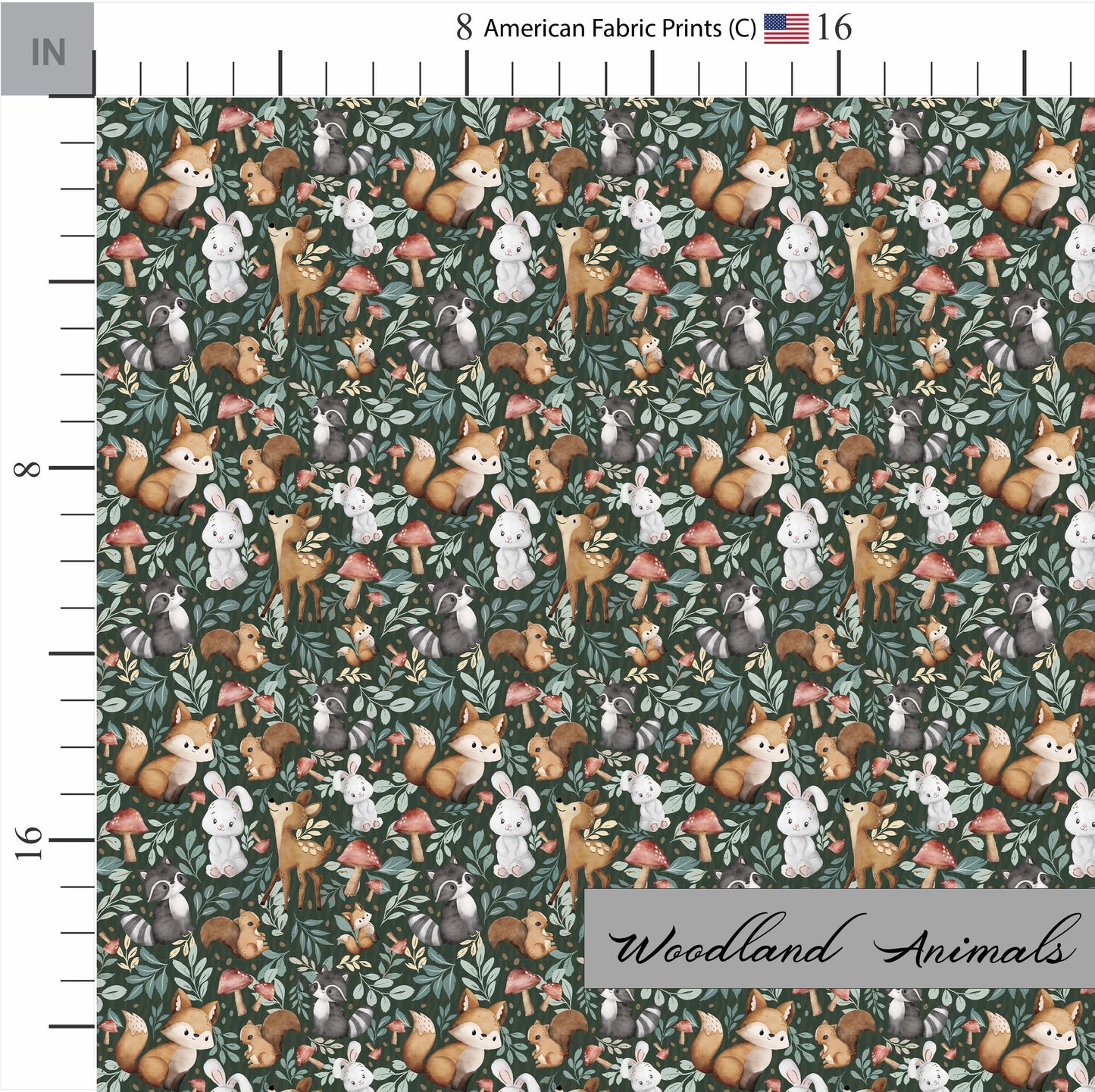 Whimsical Woodland Animals Pattern on Cotton Fabric. Available now at American Fabric Prints.