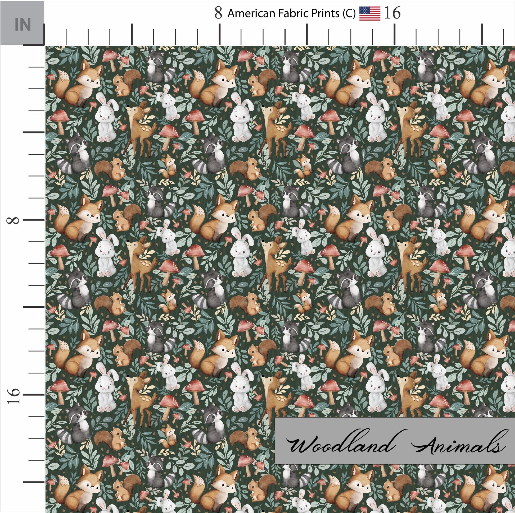 Whimsical Woodland Animals Pattern on Cotton Fabric. Available now at American Fabric Prints.