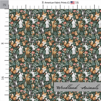 Whimsical Woodland Animals Pattern on Cotton Fabric. Available now at American Fabric Prints.
