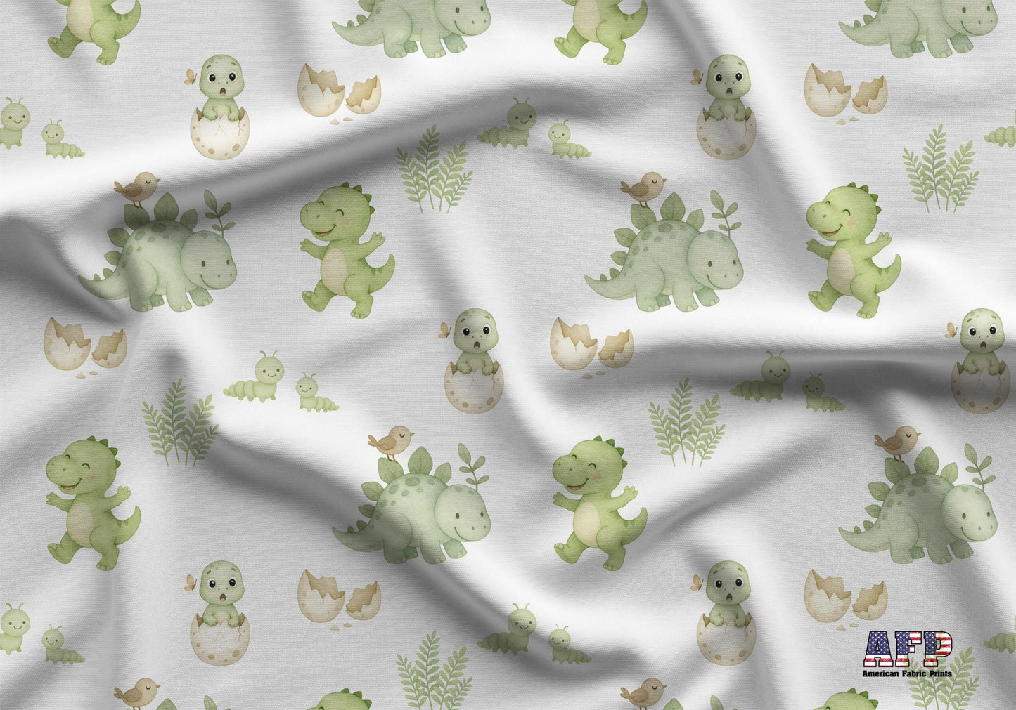 Green Baby Dinosaurs Fabric - Shop now at American Fabric Prints