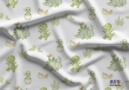 Green Baby Dinosaurs Fabric - Shop now at American Fabric Prints