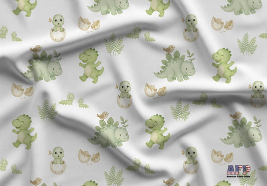Green Baby Dinosaurs Fabric - Shop now at American Fabric Prints