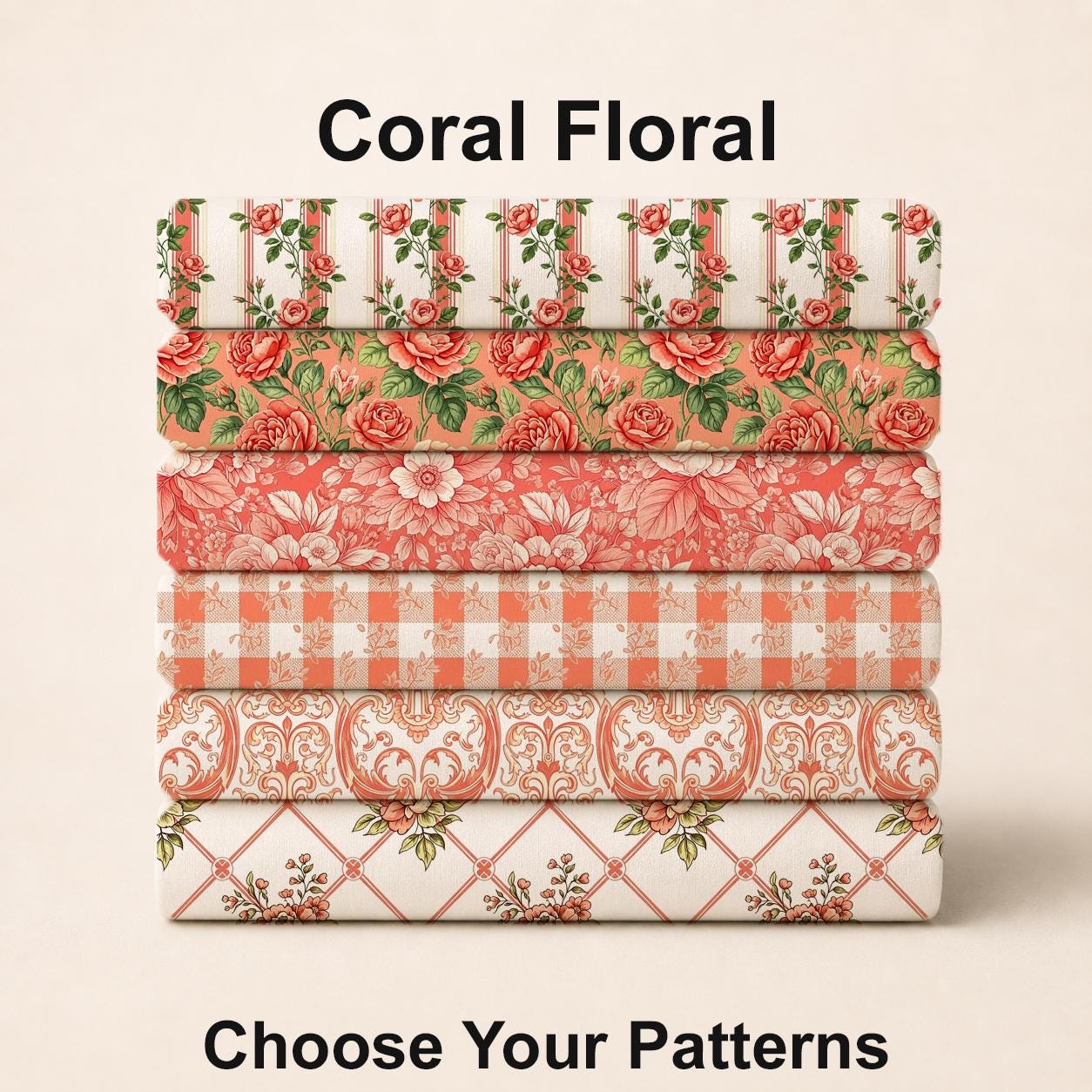 Coral Floral Fabric Bundle Set - Shop now at American Fabric Prints