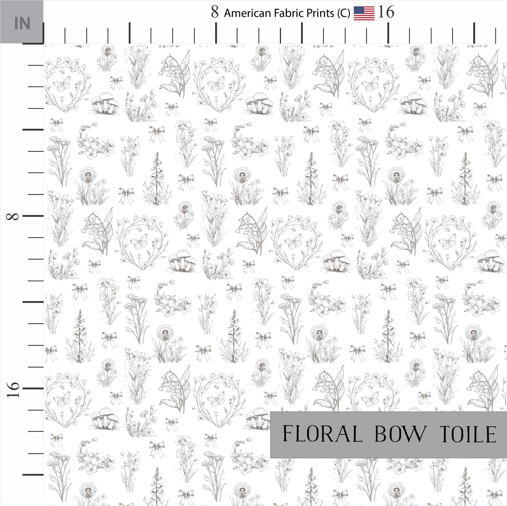 Sepia brown colored floral toile. Made in the USA. Shop now at American Fabric Prints.