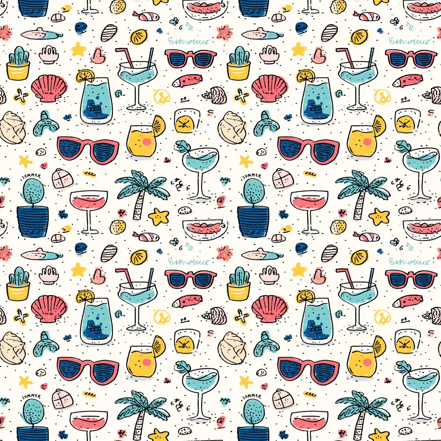 Doodle Beach Fabric - Shop now at American Fabric Prints