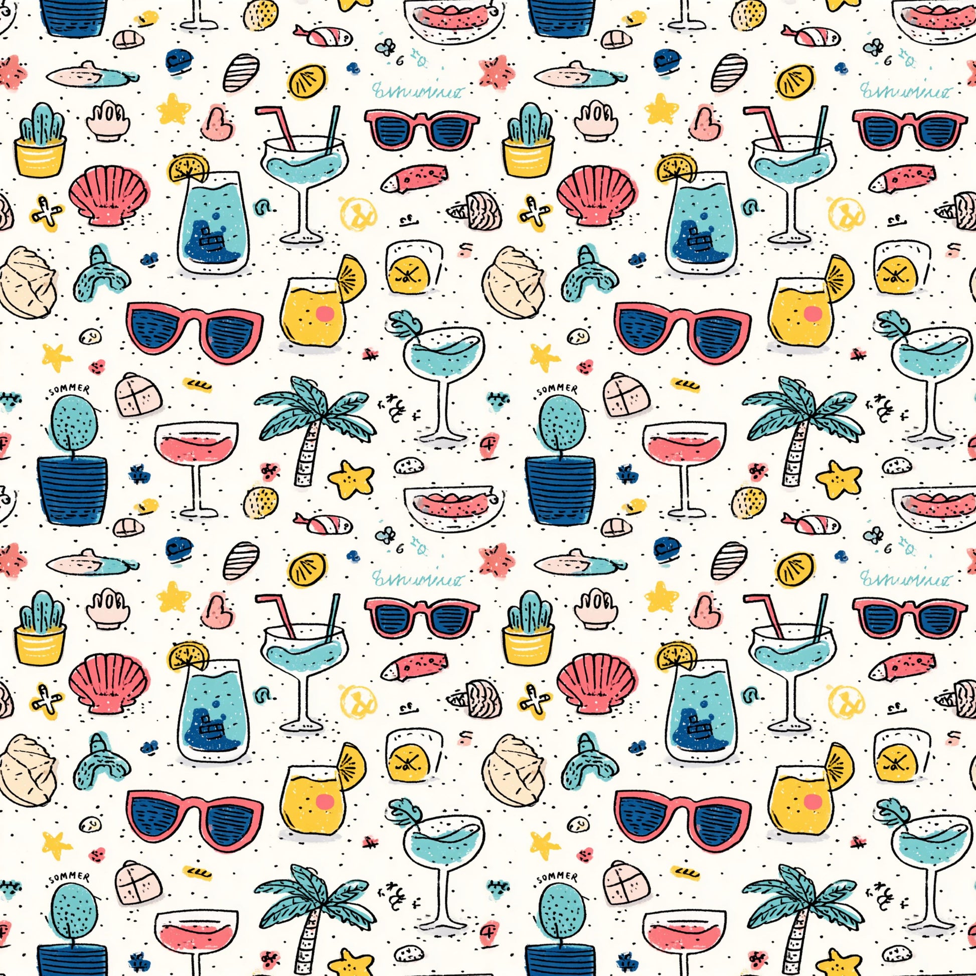 Doodle Beach Fabric - Shop now at American Fabric Prints