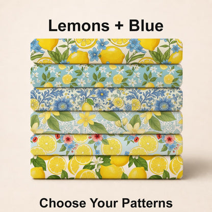 Lemons + Blue Fabric Bundle Set - Shop now at American Fabric Prints
