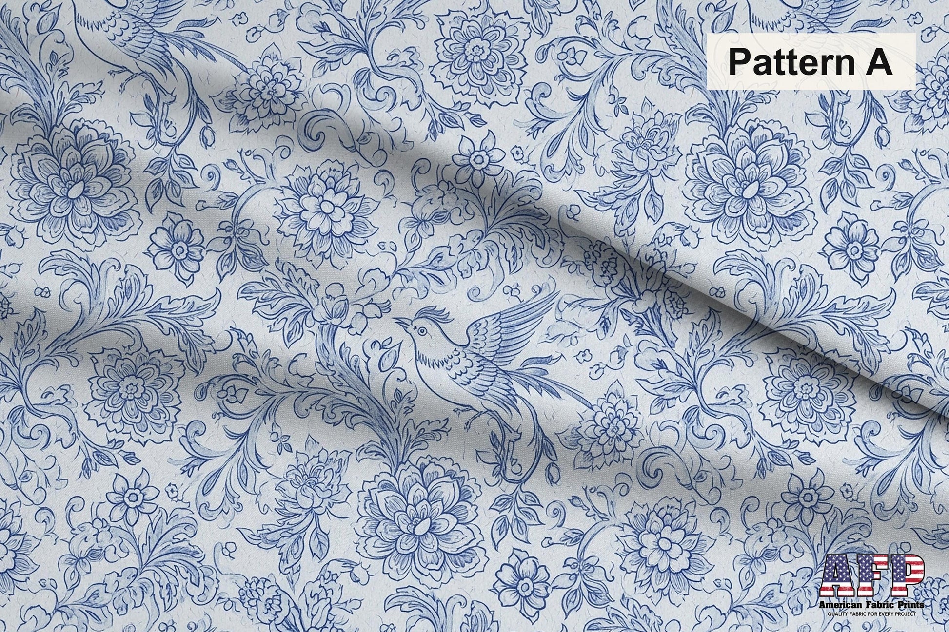 Blue French Toile 2 Fabric Bundle Set - Shop now at American Fabric Prints