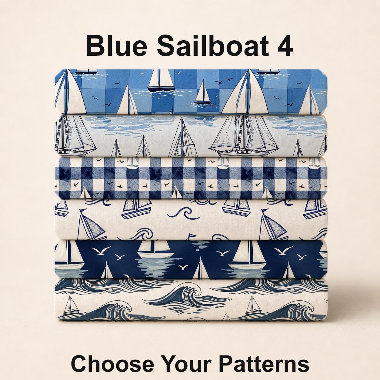 Blue Sailboat 4 Fabric Bundle Set - Shop now at American Fabric Prints