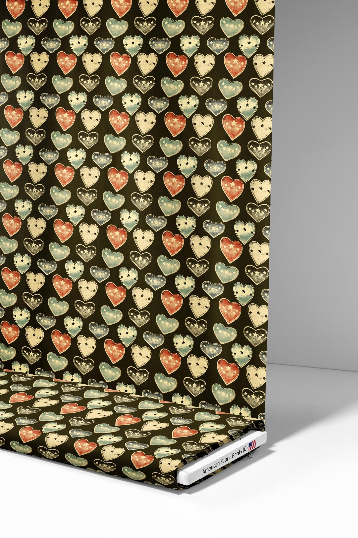 Retro Hearts Fabric - Shop now at American Fabric Prints