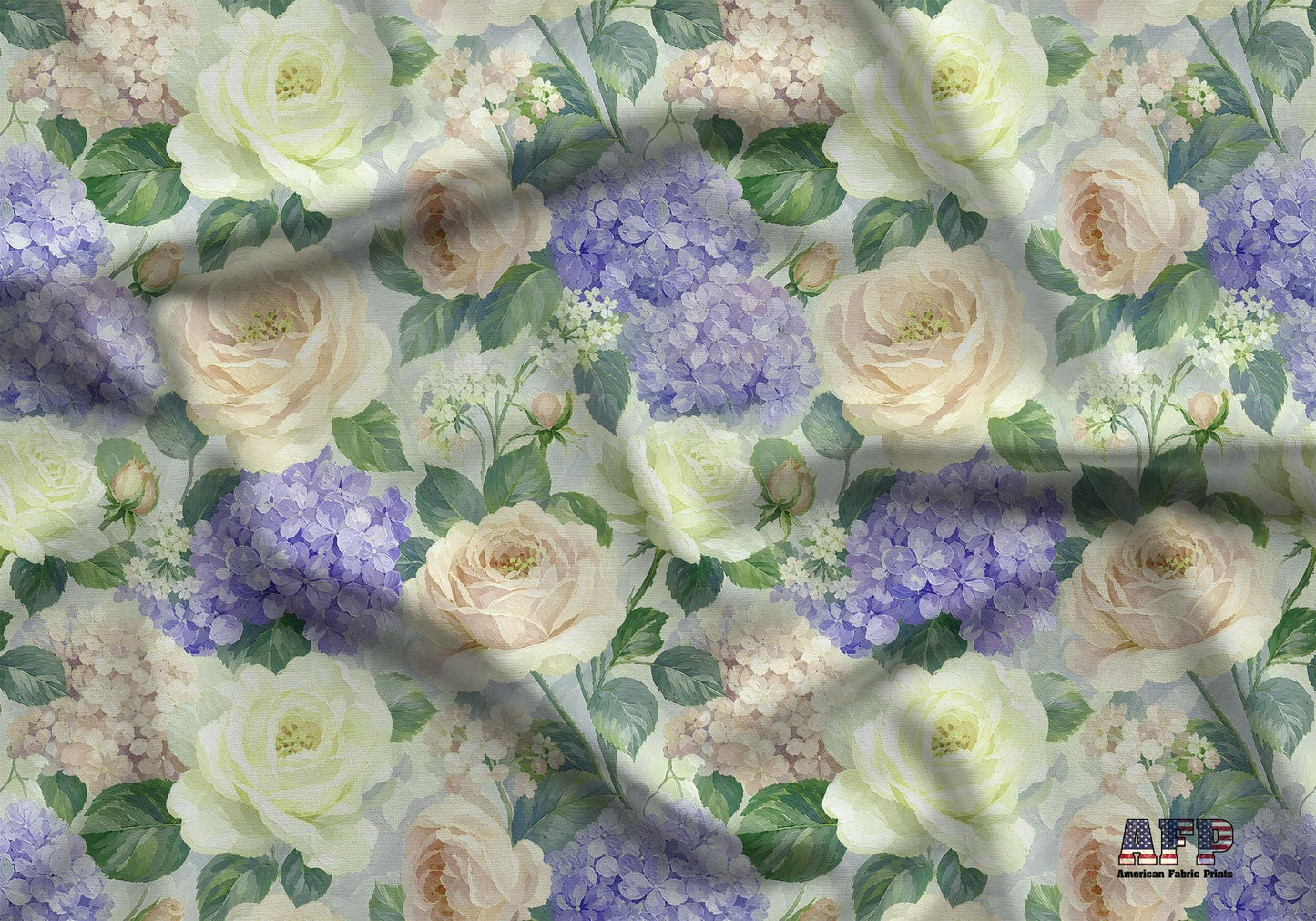 Cream Rose Hydrangea Fabric - Shop now at American Fabric Prints