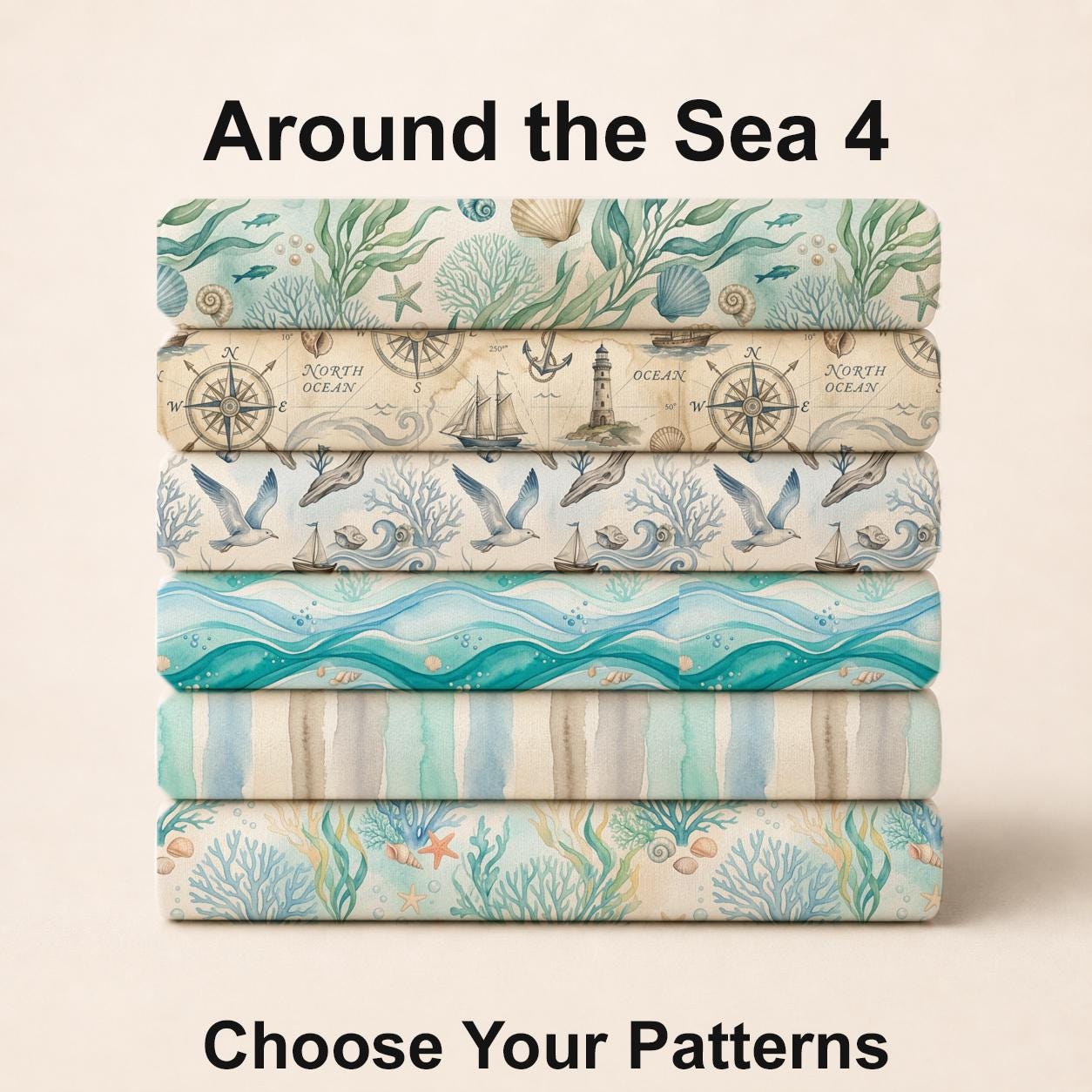 Around the Sea 4 Fabric Bundle Set - Shop now at American Fabric Prints