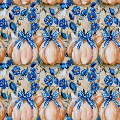 Preppy Halloween Pumpkins Fabric - Shop now at American Fabric Prints