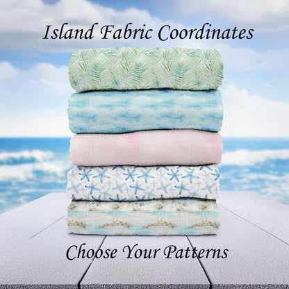Tropical Quilt Fabric | Island Fabric Coordinates | Island Themed Cotton Fabric | Nursery Fabric | Made in USA | American Fabric Prints