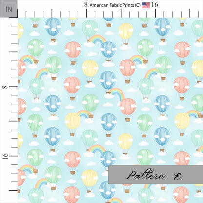 Colorful Hot Air Balloons and Rainbows. Shop now at American Fabric Prints.