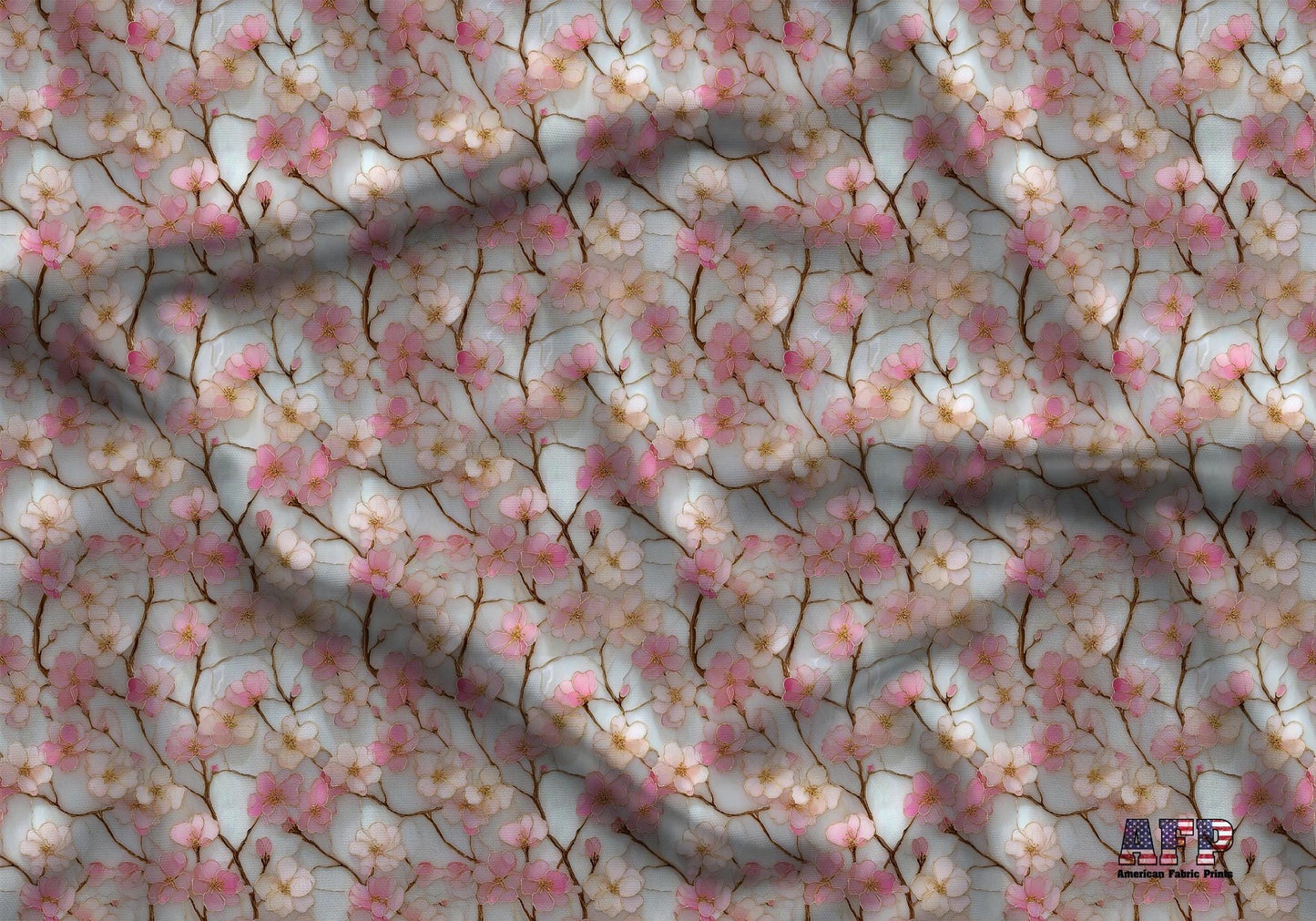 Stain Glass Cherry Blossoms Fabric - Shop now at American Fabric Prints