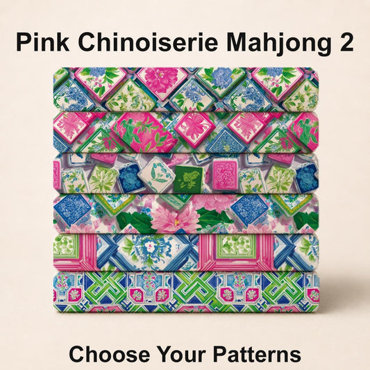 Pink Chinoiserie Mahjong 2 Fabric Bundle Set - Shop now at American Fabric Prints