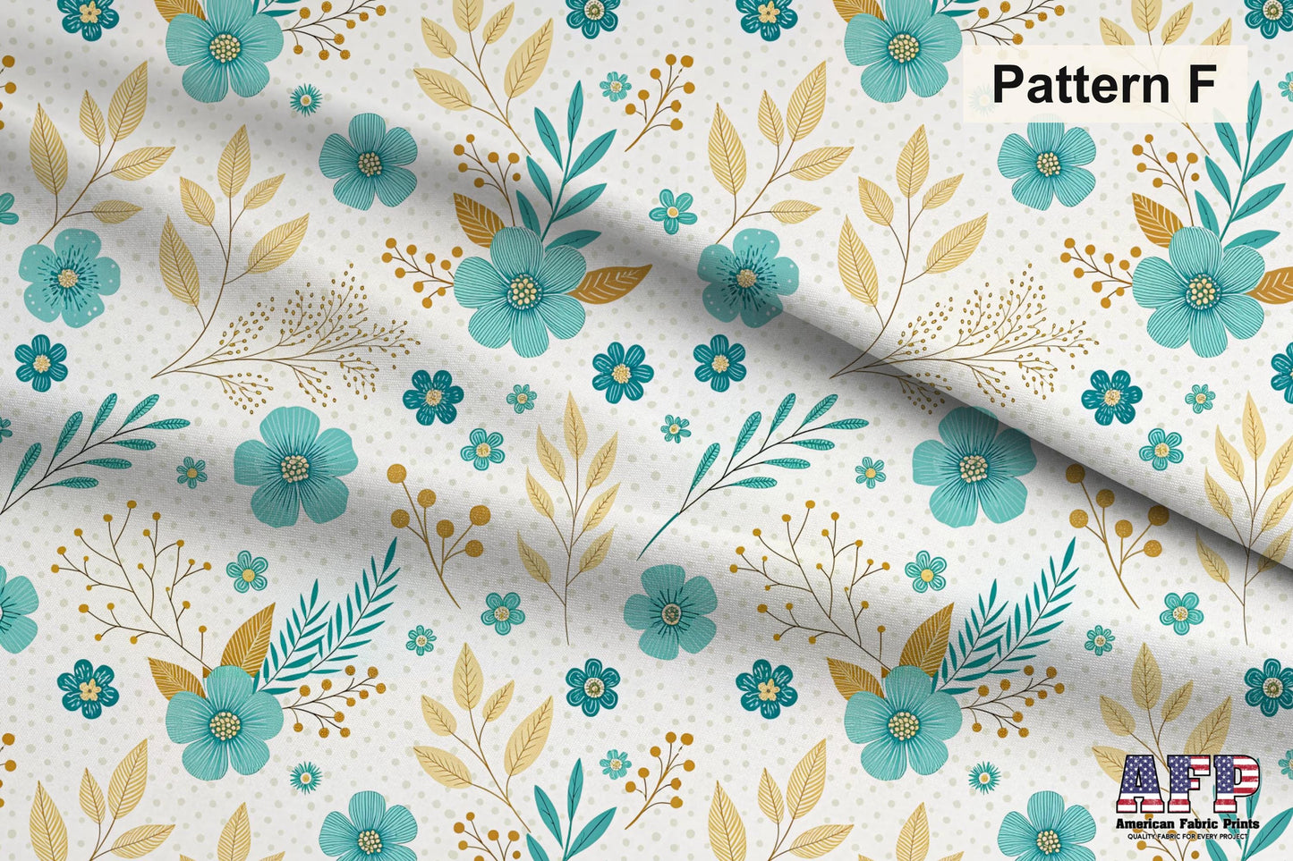 Blue and Gold Floral Fabric Bundle Set - Shop now at American Fabric Prints