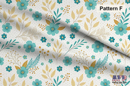 Blue and Gold Floral Fabric Bundle Set - Shop now at American Fabric Prints