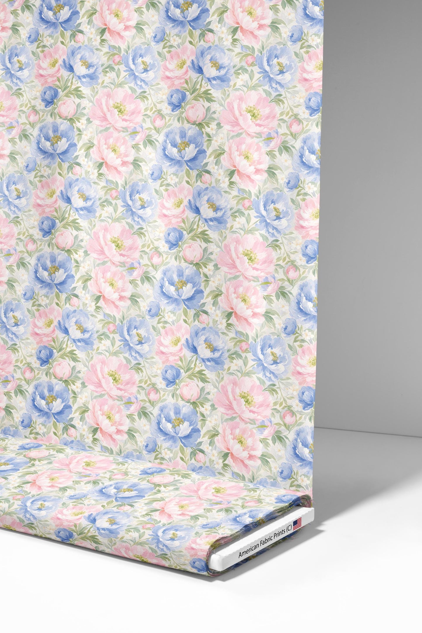 Pink and Blue Pastel Floral Fabric - Shop now at American Fabric Prints