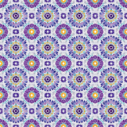 Purple Floral Tiles Fabric - Shop now at American Fabric Prints