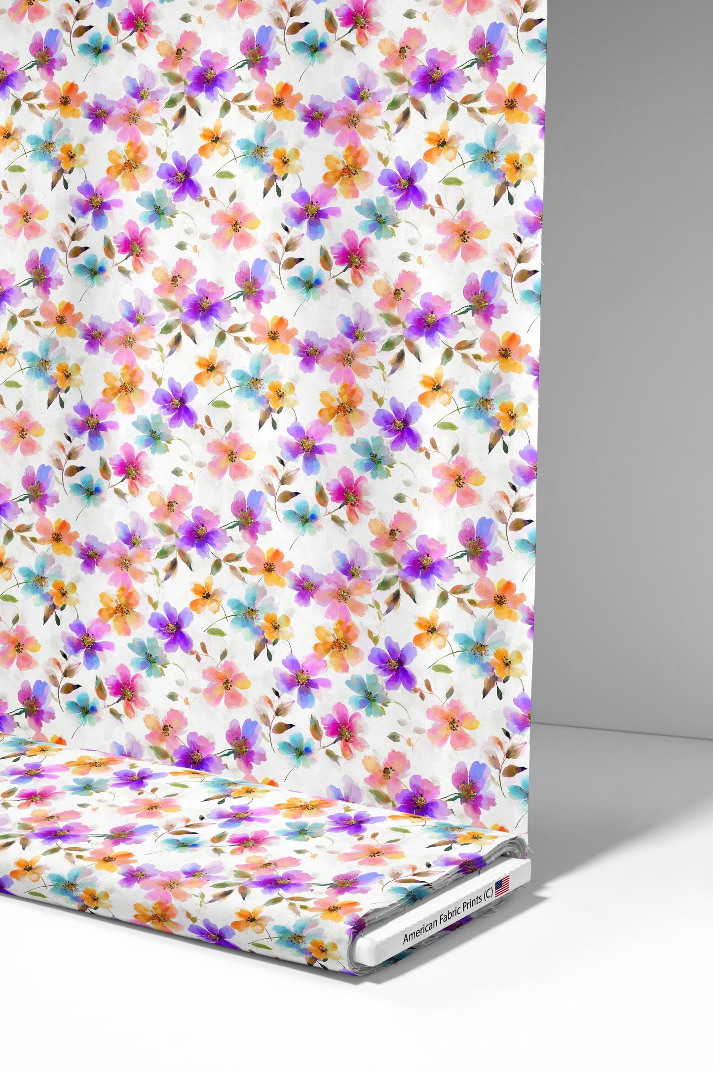 Colorful Flowers Fabric - Shop now at American Fabric Prints
