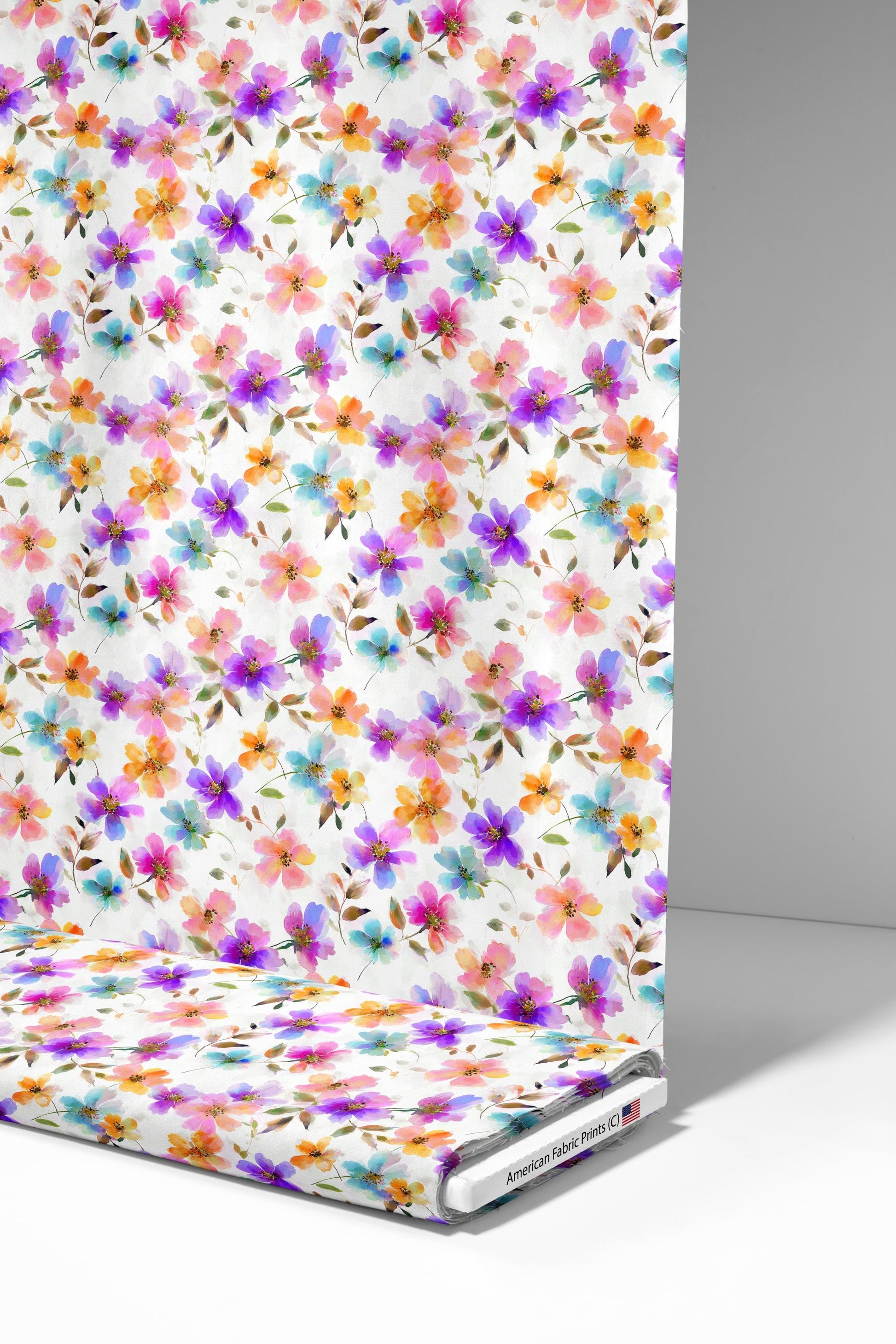 Colorful Flowers Fabric - Shop now at American Fabric Prints