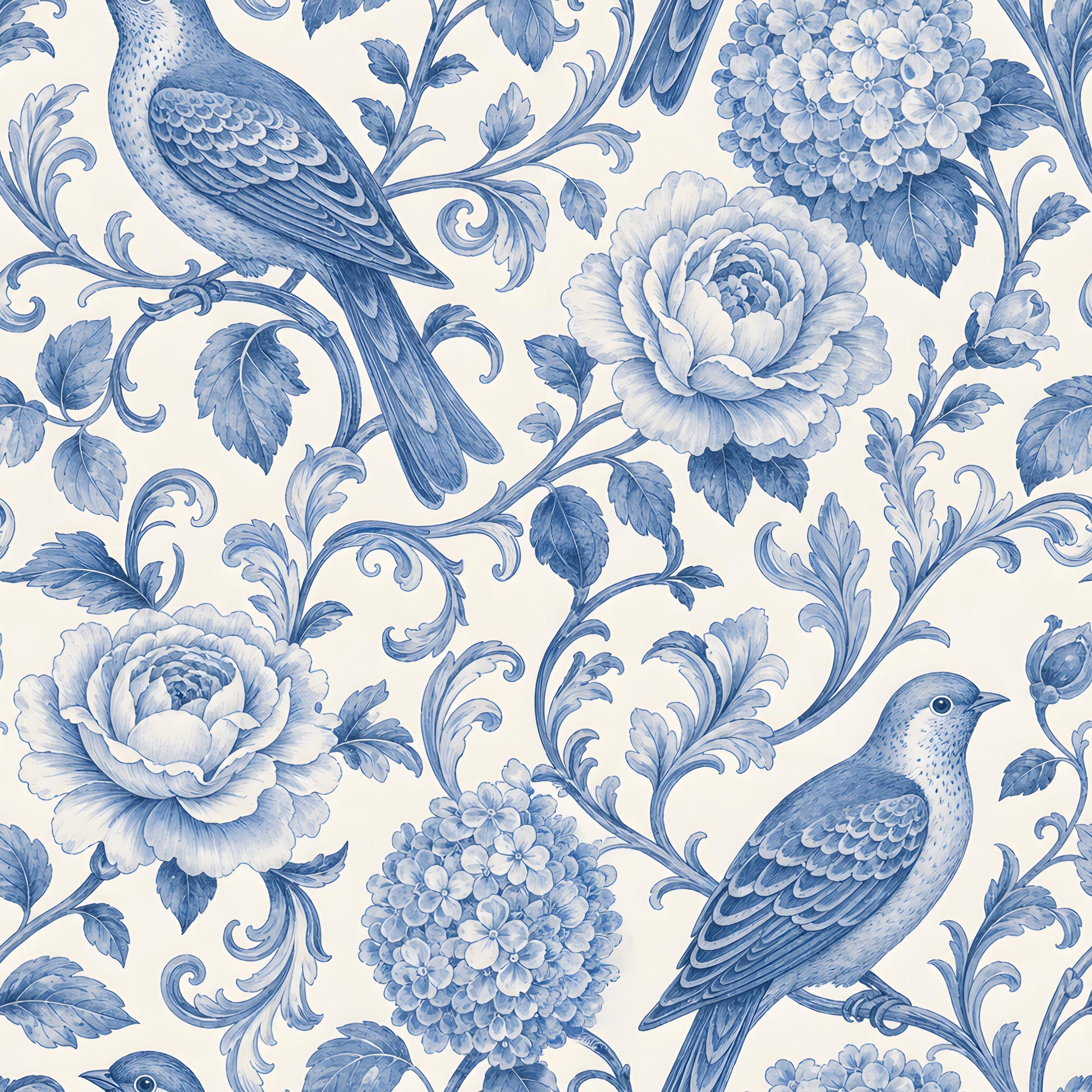 Blue Bird Toile Fabric - Shop now at American Fabric Prints